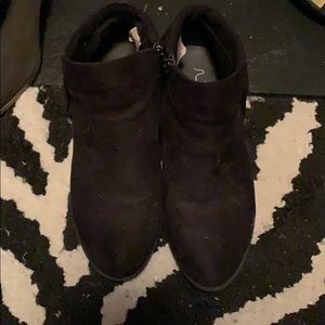 Black suede fringe booties